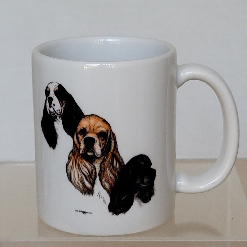 Vintage Laura Rogers Inc. USA 1995 Cocker Spaniels Dog Ceramic Coffee Mug
